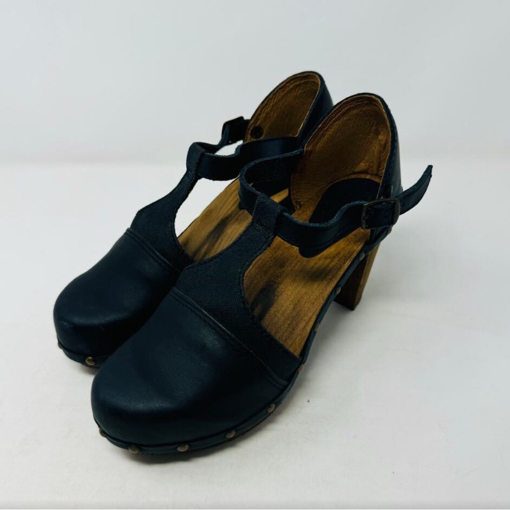 Sanita Black Leather Mules